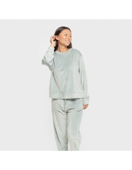 Pijama terciopelo super soft liso pijamas-de-invierno-de-mujer