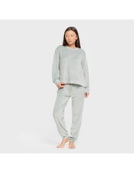Pijama terciopelo super soft liso pijamas-de-invierno-de-mujer