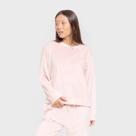 Pijama terciopelo super soft liso pijamas-de-invierno-de-mujer