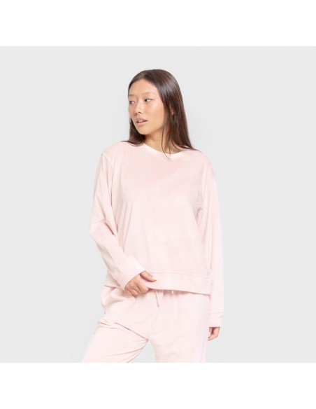Pijama terciopelo super soft liso pijamas-de-invierno-de-mujer