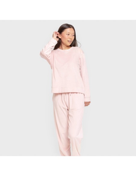 Pijama terciopelo super soft liso pijamas-de-invierno-de-mujer