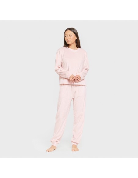 Pijama terciopelo super soft liso pijamas-de-invierno-de-mujer