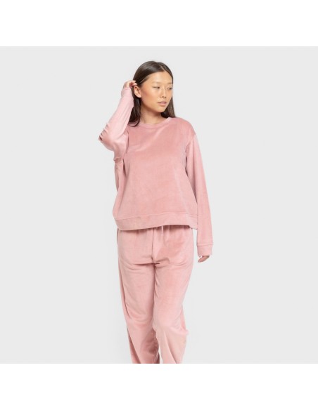 Pijama terciopelo super soft liso pijamas-de-invierno-de-mujer