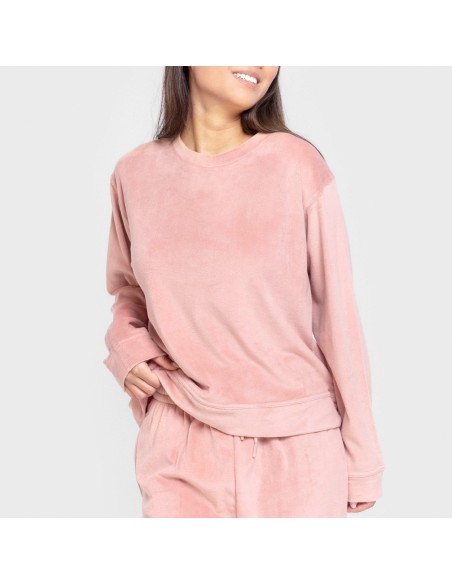 Pijama terciopelo super soft liso pijamas-de-invierno-de-mujer