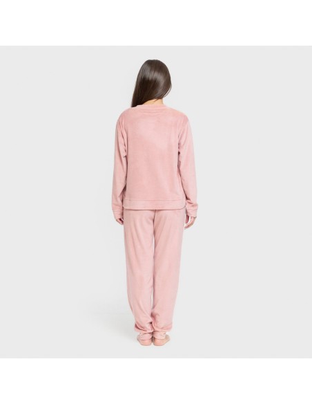 Pijama terciopelo super soft liso pijamas-de-invierno-de-mujer