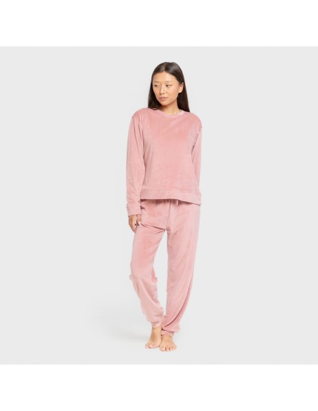 Pijama terciopelo super soft liso pijamas-de-invierno-de-mujer