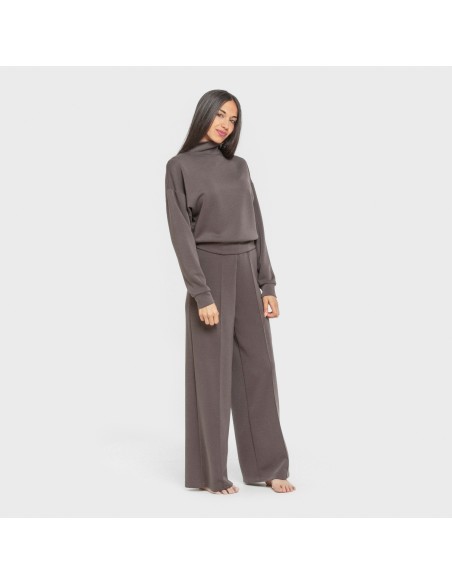 Pantalón largo pinzas estilo modal mujer pantalones-comodos-mujer