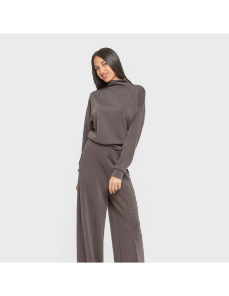 Pantalón largo pinzas estilo modal mujer pantalones-comodos-mujer