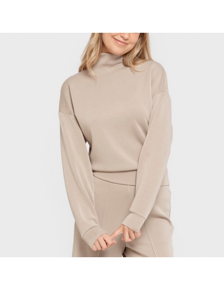 Sudadera cuello subido estilo modal mujer sudaderas-mujer