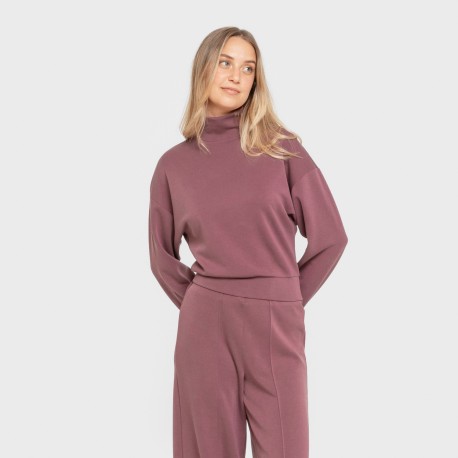 Sudadera cuello subido estilo modal mujer sudaderas-mujer
