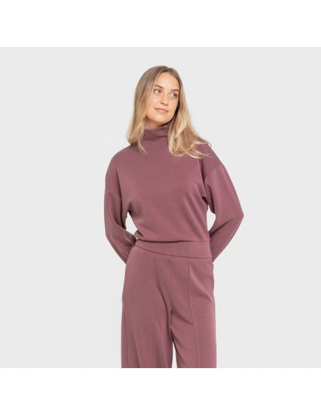 Sudadera cuello subido estilo modal mujer sudaderas-mujer