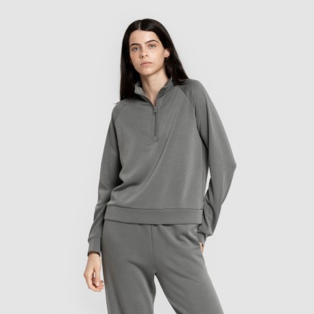 Sudadera media cremallera estilo modal mujer sudaderas-mujer
