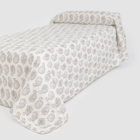 Colcha bouti Indonesia gris - verde colcha-bouti