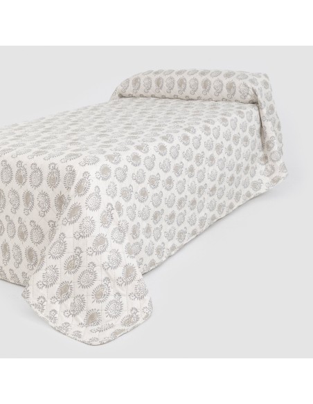 Colcha bouti Indonesia gris - verde colcha-bouti