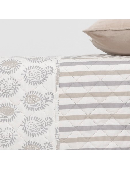 Colcha bouti Indonesia gris - verde colcha-bouti