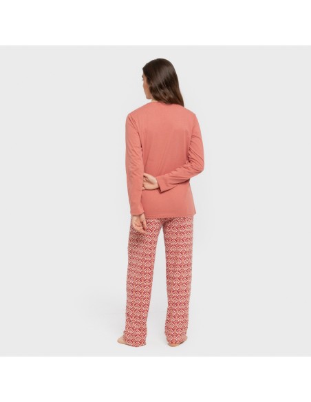 Pijama largo algodón Eurico marsala pijamas-largos-de-mujer