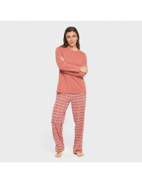 Pijama largo algodón Eurico marsala pijamas-largos-de-mujer