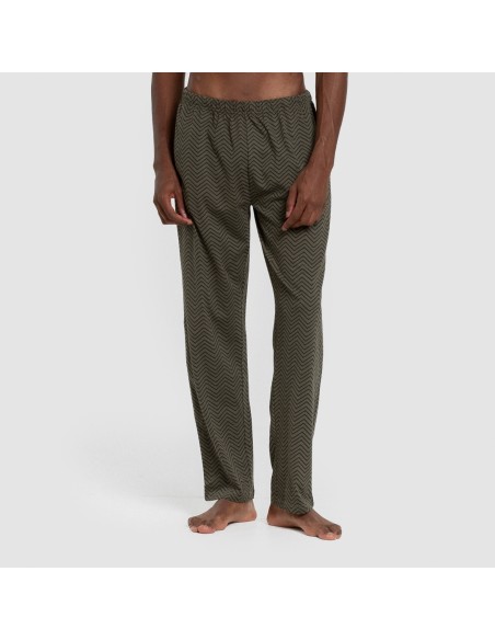 Pijama largo algodón hombre Miquelle verde caceria pijamas-largos-hombre