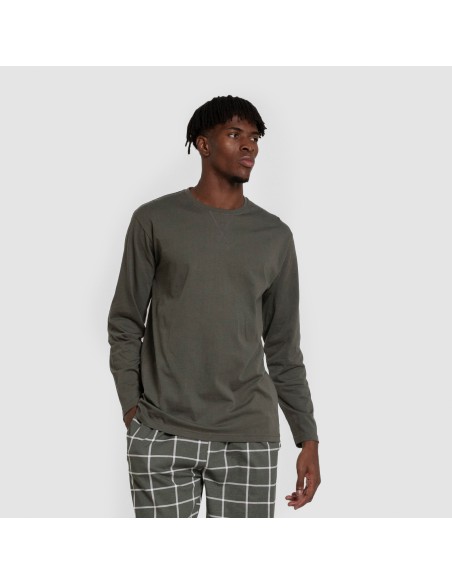 Pijama largo algodón hombre Cuadro Andino verde caceria pijamas-largos-hombre