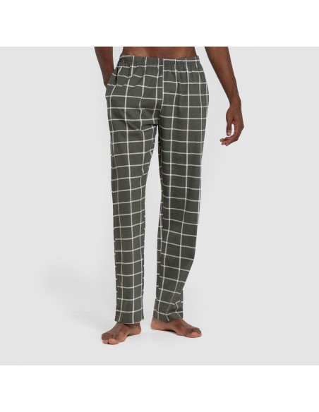 Pijama largo algodón hombre Cuadro Andino verde caceria pijamas-largos-hombre