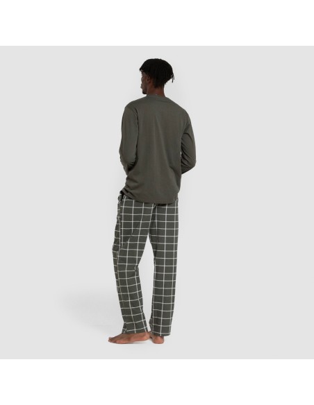 Pijama largo algodón hombre Cuadro Andino verde caceria pijamas-largos-hombre