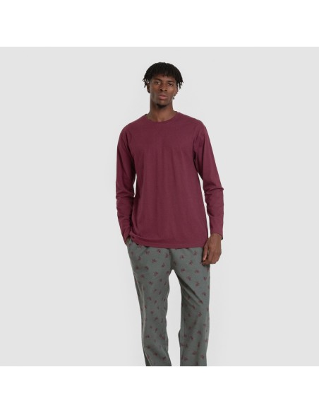 Pijama hombre franela Sierpes burdeos pijamas-largos-hombre