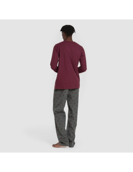 Pijama hombre franela Sierpes burdeos pijamas-largos-hombre
