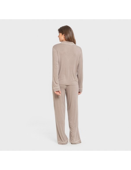 Pijama manga larga camisero viscosa punto mujer pijamas-largos-de-mujer