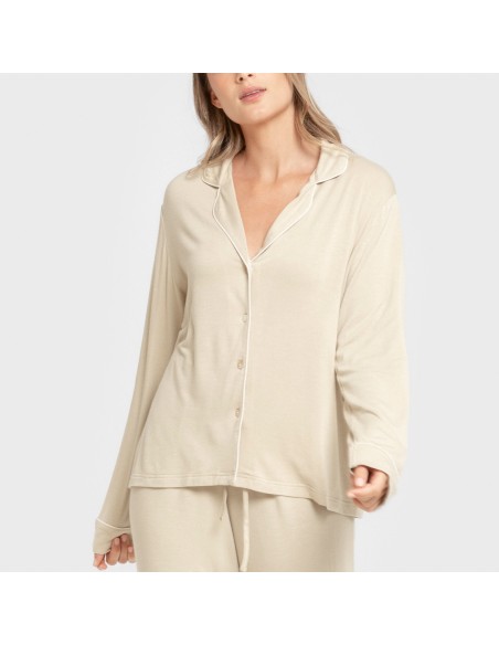 Pijama manga larga camisero viscosa punto mujer pijamas-largos-de-mujer