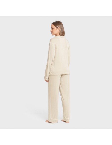 Pijama manga larga camisero viscosa punto mujer pijamas-largos-de-mujer