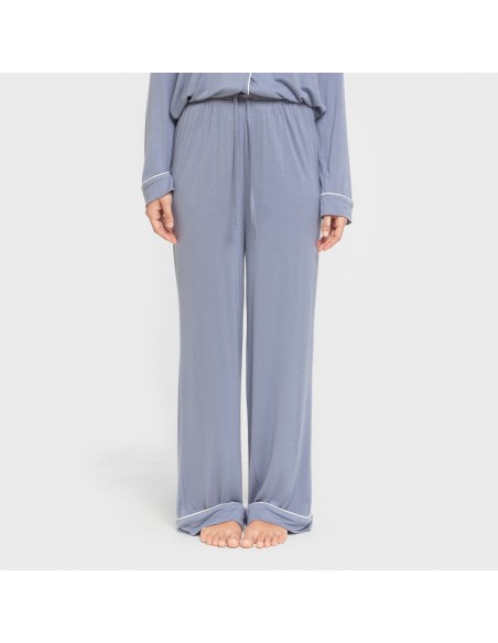 Pijama manga larga camisero viscosa punto mujer pijamas-largos-de-mujer