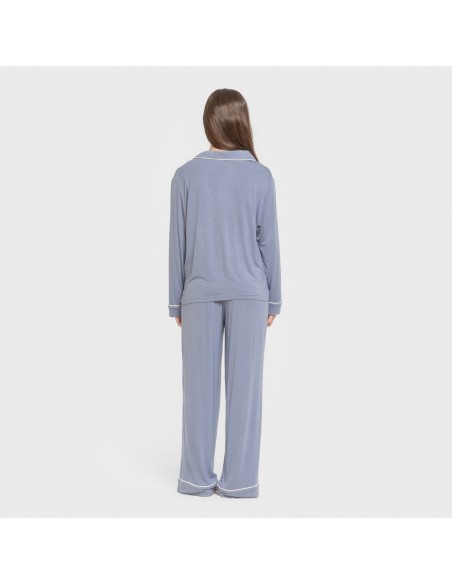 Pijama manga larga camisero viscosa punto mujer pijamas-largos-de-mujer