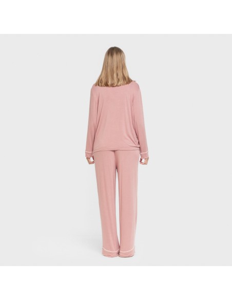 Pijama manga larga camisero viscosa punto mujer pijamas-largos-de-mujer