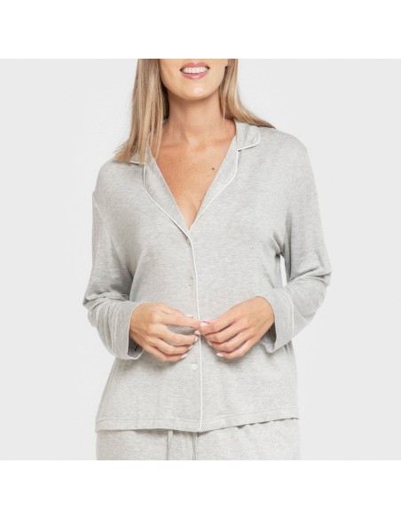 Pijama manga larga camisero viscosa punto mujer pijamas-largos-de-mujer