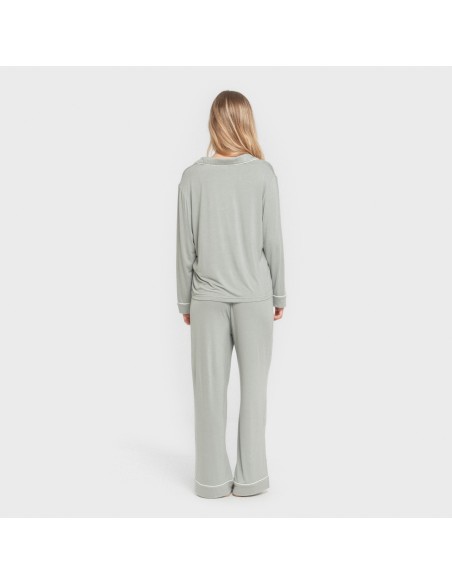 Pijama manga larga camisero viscosa punto mujer pijamas-largos-de-mujer