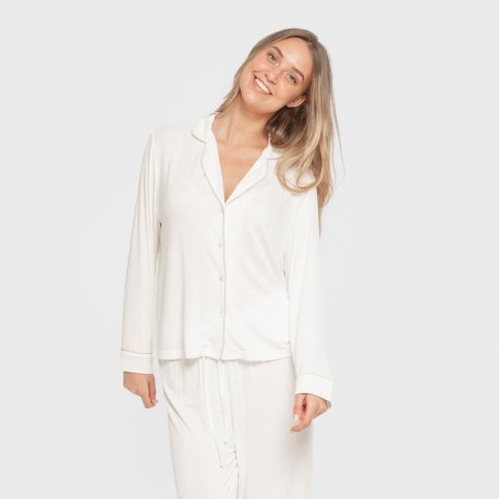 Pijama manga larga camisero viscosa punto mujer pijamas-largos-de-mujer