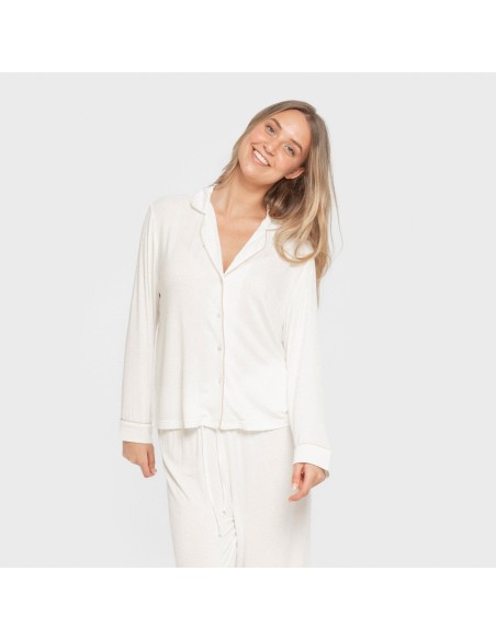 Pijama manga larga camisero viscosa punto mujer pijamas-largos-de-mujer