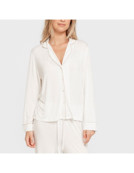 Pijama manga larga camisero viscosa punto mujer pijamas-largos-de-mujer