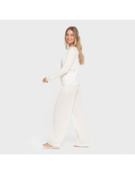 Pijama manga larga camisero viscosa punto mujer pijamas-largos-de-mujer