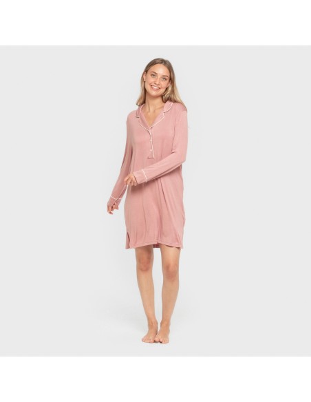 Camisón camisero viscosa punto mujer vestidos-y-blusones-mujer