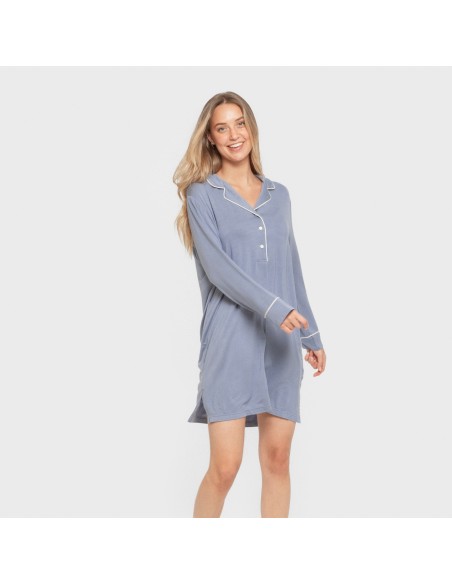 Camisón camisero viscosa punto mujer vestidos-y-blusones-mujer