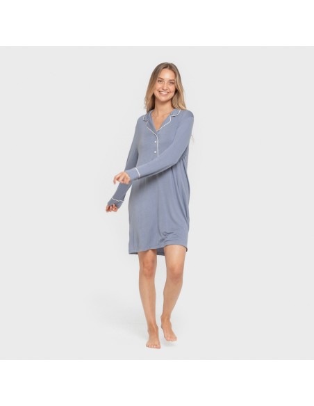 Camisón camisero viscosa punto mujer vestidos-y-blusones-mujer