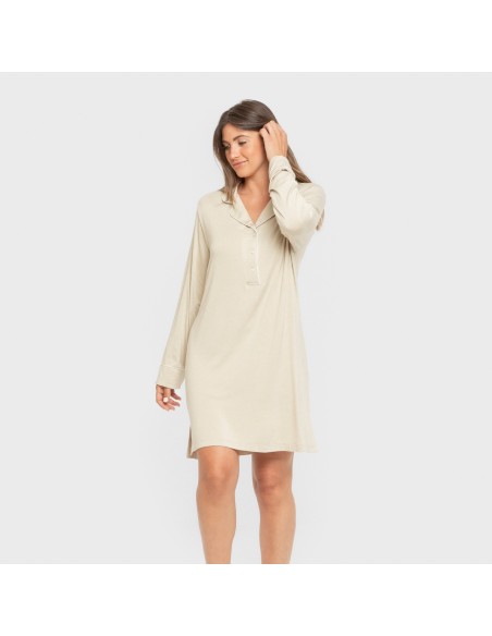 Camisón camisero viscosa punto mujer vestidos-y-blusones-mujer