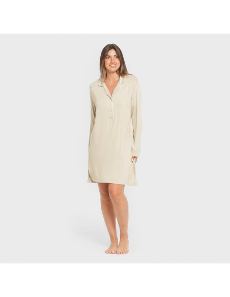 Camisón camisero viscosa punto mujer vestidos-y-blusones-mujer