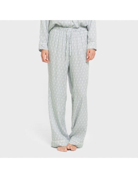 Pijama manga larga camisero viscosa mujer Orquidea agua marina pijamas-largos-de-mujer