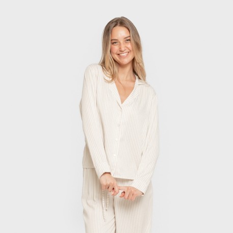 Pijama manga larga camisero viscosa mujer Raya Kodac arena pijamas-largos-de-mujer