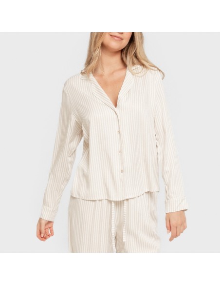 Pijama manga larga camisero viscosa mujer Raya Kodac arena pijamas-largos-de-mujer
