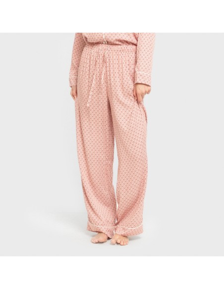 Pijama manga larga camisero viscosa mujer Leonor marsala pijamas-largos-de-mujer