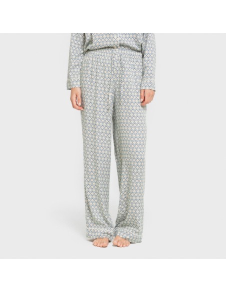 Pijama manga larga camisero viscosa mujer Dulcinea agua marina pijamas-largos-de-mujer