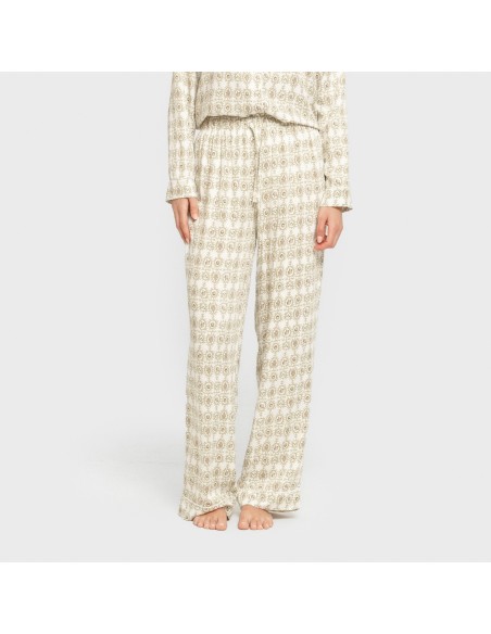 Pijama manga larga camisero viscosa mujer Azucena verde pijamas-largos-de-mujer